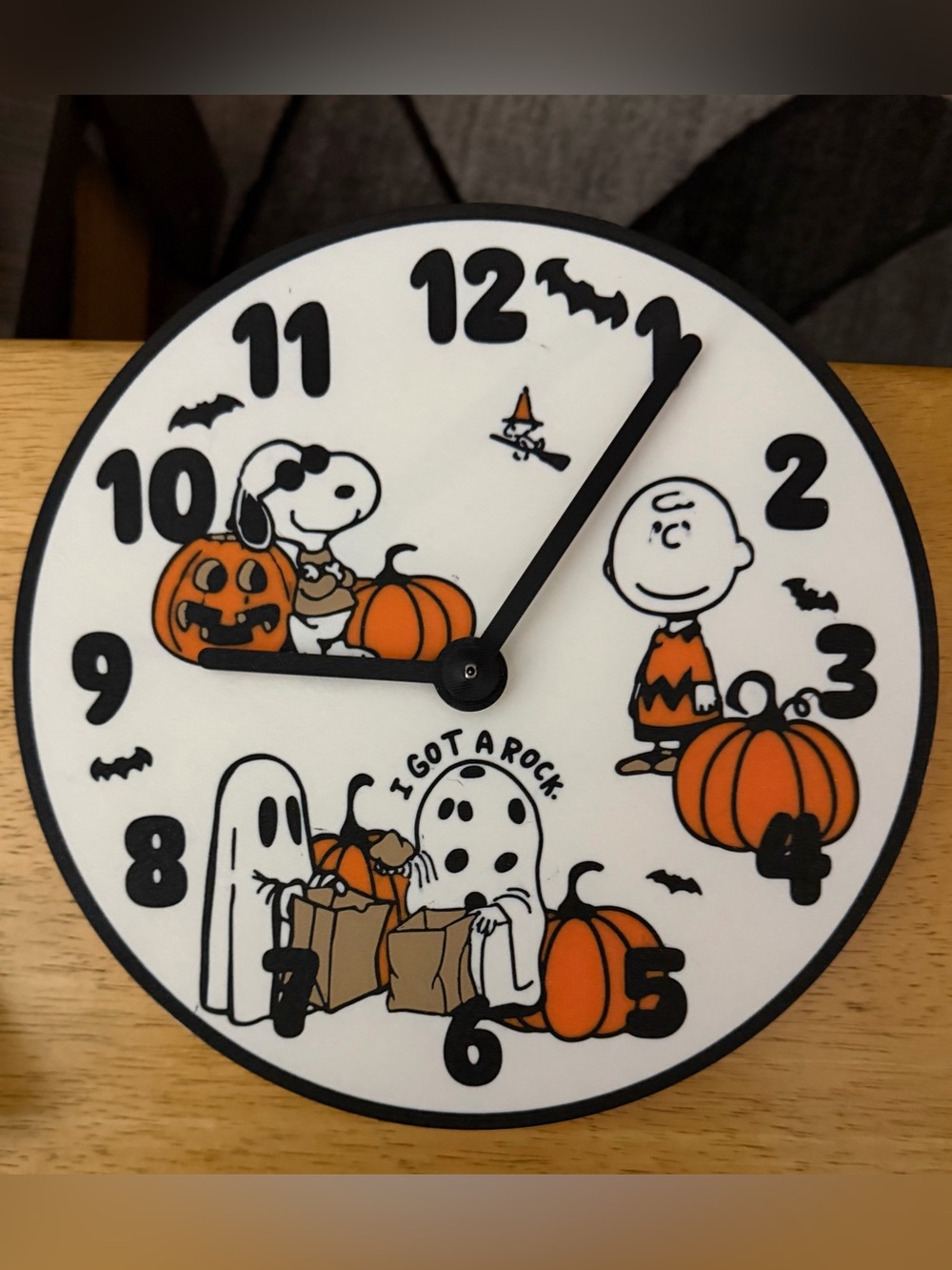Peanuts Halloween Wall Clock – White and Orange